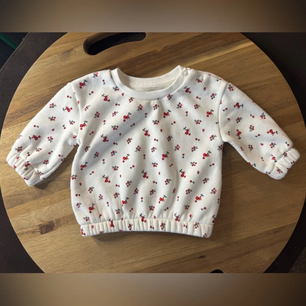 Primark White Baby Sweater with Red Florals